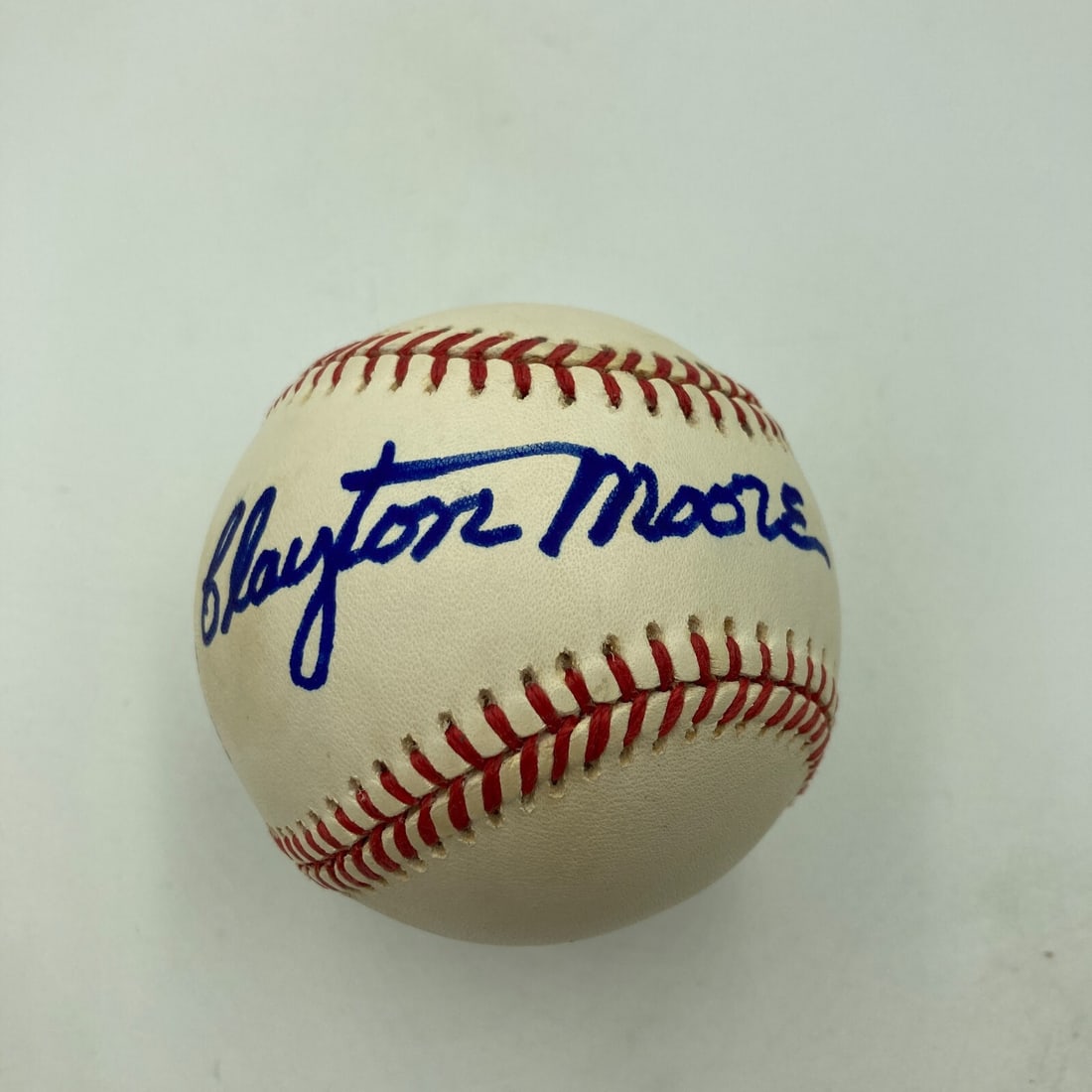 Clayton Moore Signed Baseball The Lone Ranger JSA Authenticated: Clayton Moore Signed Baseball The Lone Ranger JSA Authenticated Celebrate the legacy of baseball with this authentic signed National League baseball by Clayton Moore, famously known as The Lone Ranger
