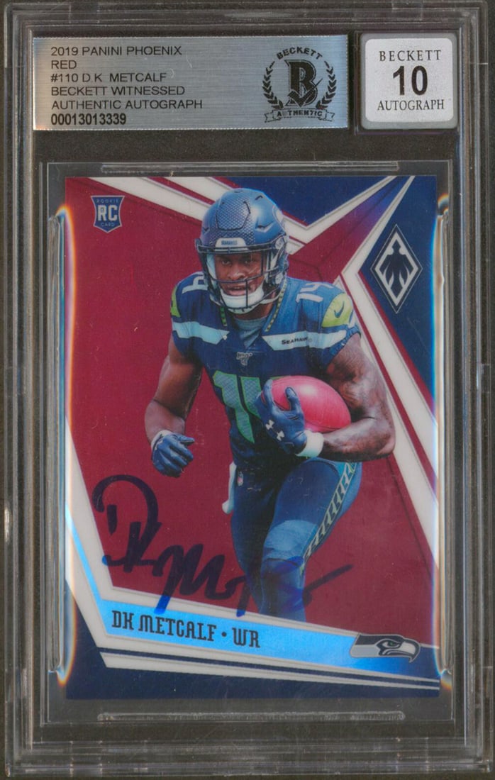 DK Metcalf Signed 2019 Panini Phoenix Red RC #110 Mint 10 BAS Slabbed (1 of 2)