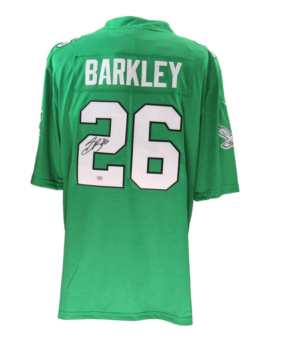Saquon Barkley Signed Kelly Nike Eagles Jersey PSA Authenticated (1 of 7)