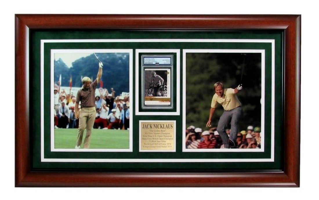 Jack Nicklaus Autographed Trading Card with Photo Collage Framed PSA/DNA (1 of 3)