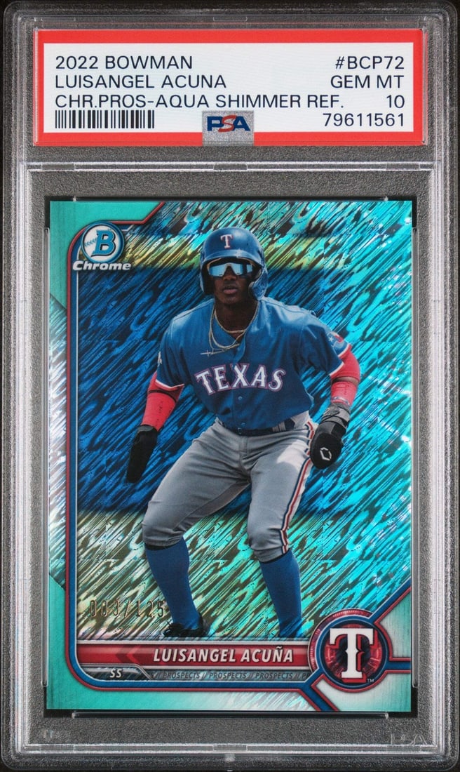 2022 Bowman Luisangel Acuna #BCP72 Aqua Shimmer /125 PSA 10 Graded Card (1 of 2)
