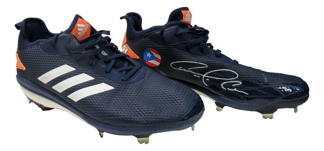 Carlos Correa Game Worn Houston Astros Cleats with LOA: Carlos Correa Game Worn Houston Astros Cleats with LOA Step up your game with these authentic game-worn cleats from Carlos Correa, a standout player for the Houston Astros. These pre-owned cleats are