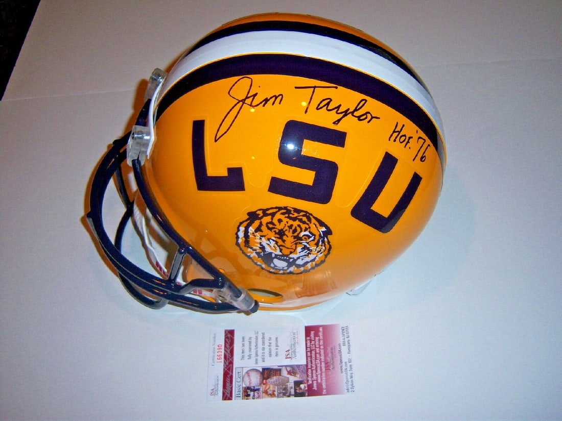 Jim Taylor Signed Full Size Replica Helmet LSU Packers HOF 76 JSA COA (1 of 1)