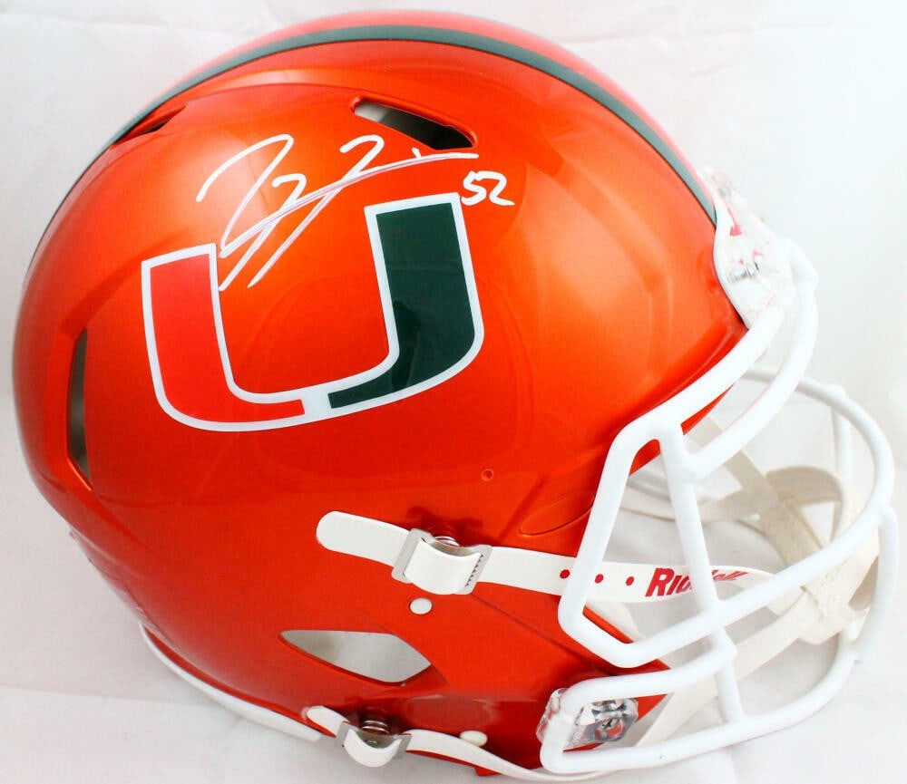 Ray Lewis Autographed Miami Hurricanes Riddell Flash Speed Helmet Beckett Authenticated (1 of 5)
