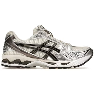 Authentic ASICS Gel-Kayano 14 Cream Black Metallic Plum Sneakers: Authentic ASICS Gel-Kayano 14 Cream Black Metallic Plum Sneakers Introducing the authentic ASICS Gel-Kayano 14 in a stunning Cream, Black, and Metallic Plum colorway. This pair is crafted for both sty