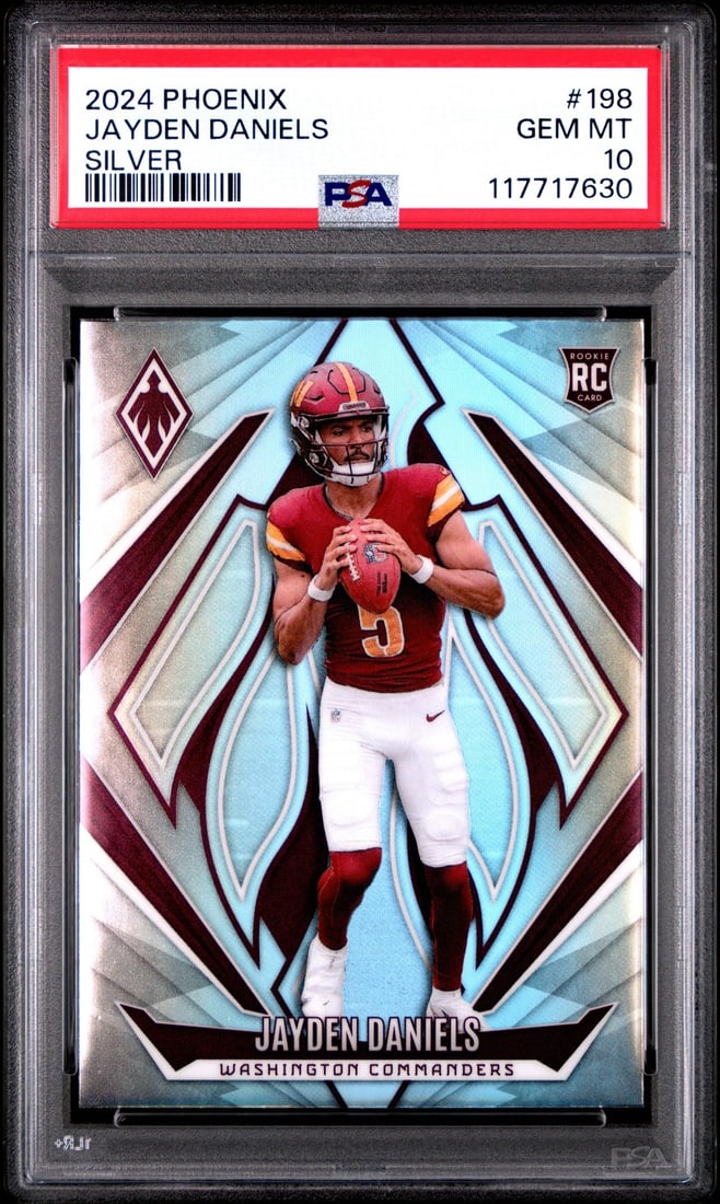 2024 Panini Phoenix Jayden Daniels #198 Silver RC PSA 10 Graded Football Card (1 of 2)