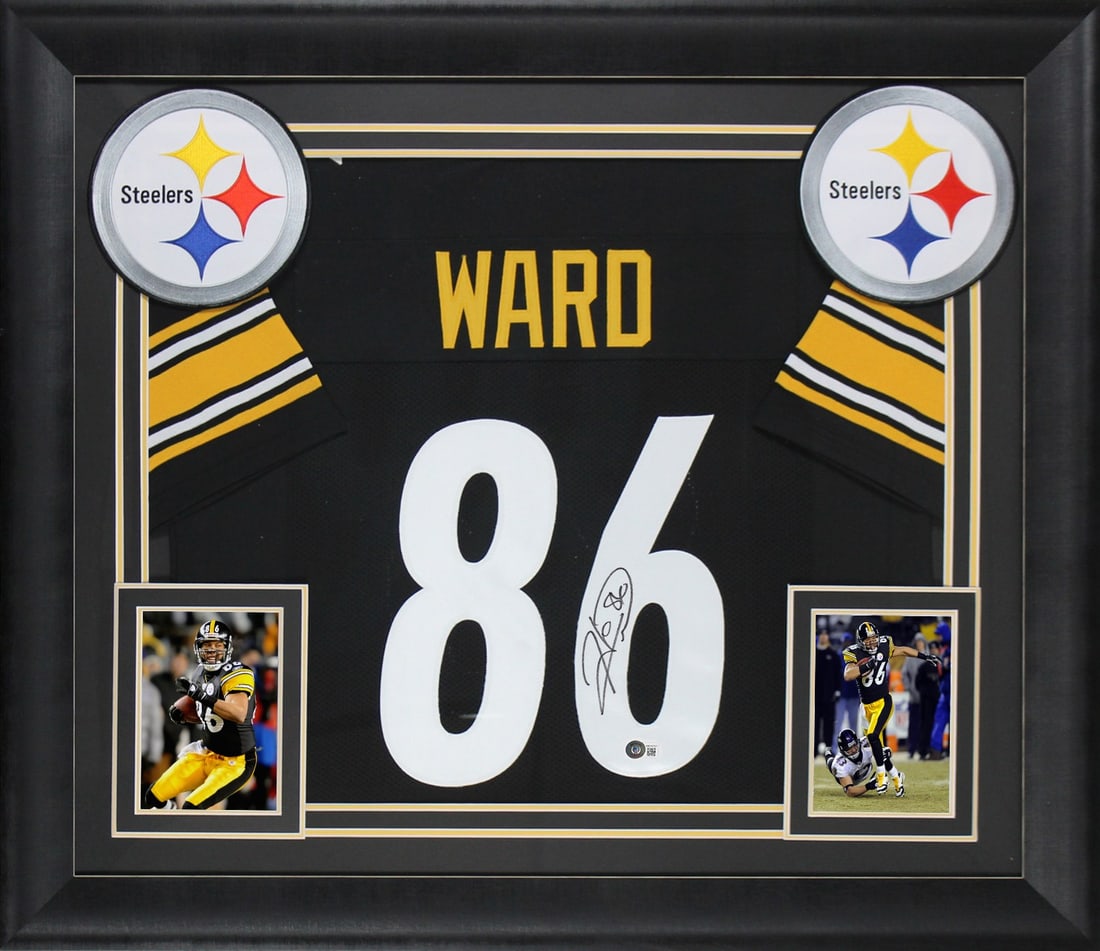 Hines Ward Signed Black Framed Jersey Pittsburgh Steelers BAS Witnessed (1 of 2)