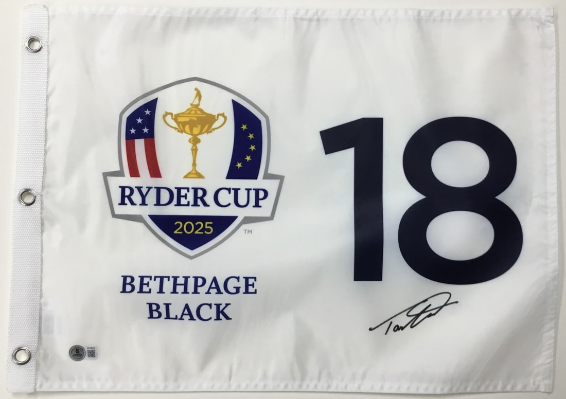 Tommy Fleetwood Signed 2025 Ryder Cup Pin Flag Beckett Authenticated: Tommy Fleetwood Signed 2025 Ryder Cup Pin Flag Beckett Authenticated Celebrate the excitement of the 2025 Ryder Cup with this original signed pin flag featuring Tommy Fleetwood, a standout PGA golfer.