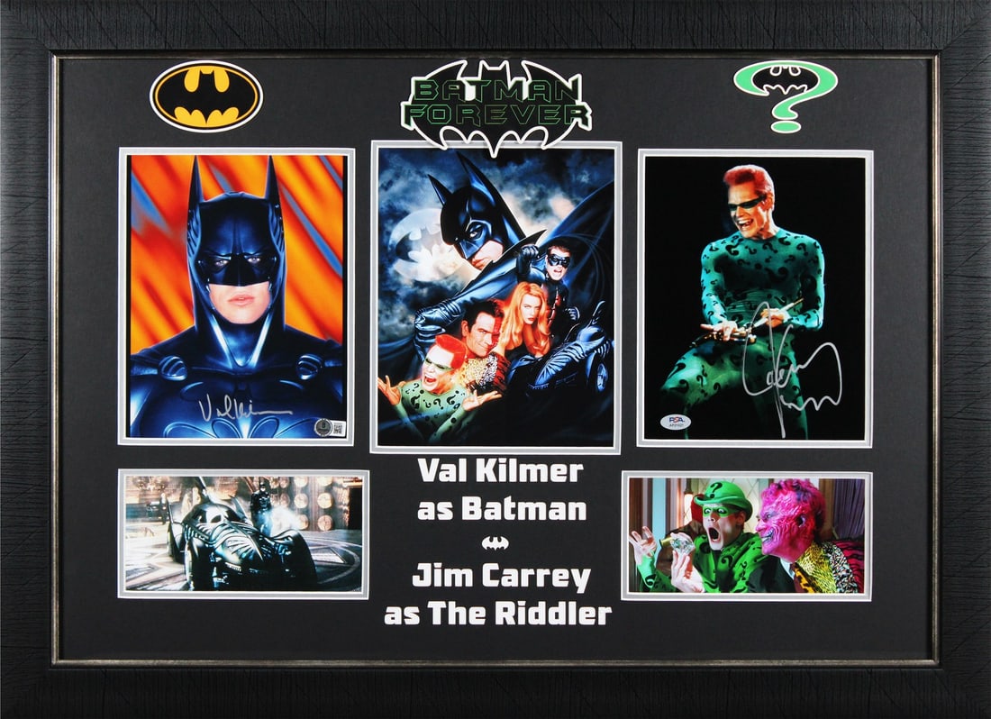 Val Kilmer Jim Carrey Batman Forever Signed 8x10 Framed Photo BAS PSA (1 of 3)