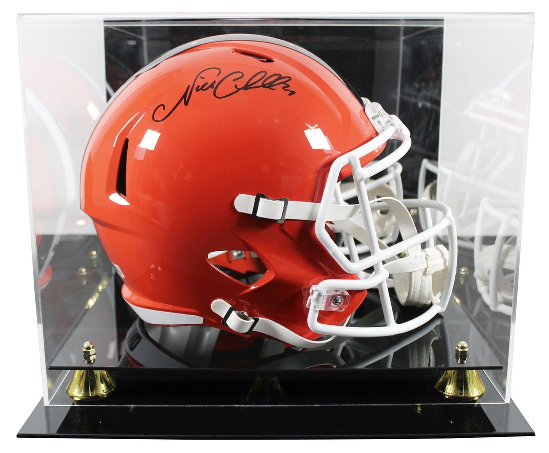 Cleveland Browns Nick Chubb Signed Full Size Helmet with Beckett Authentication (1 of 4)
