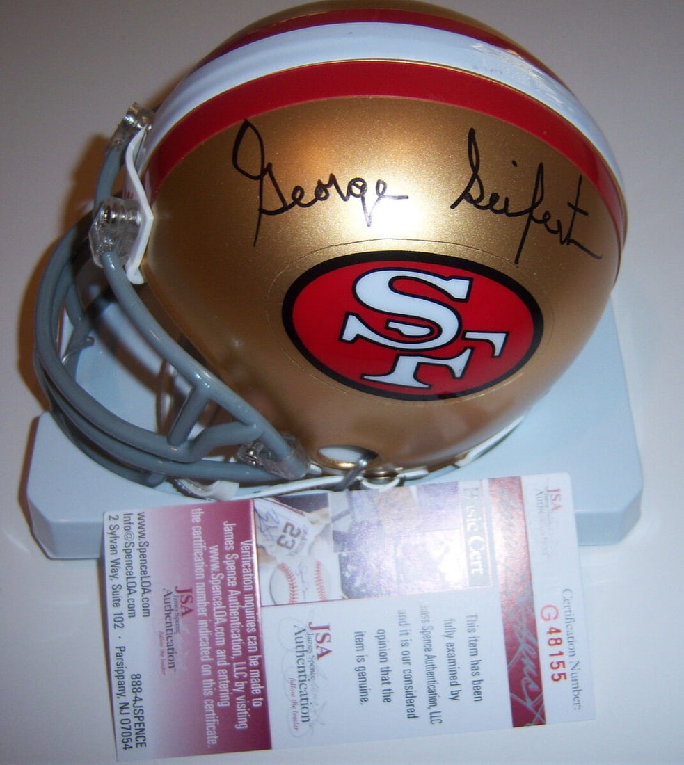 George Seifert Signed San Francisco 49ers Mini Helmet JSA COA (1 of 1)