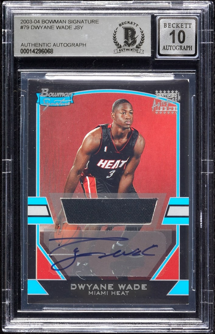 2003 Bowman Dwyane Wade Rookie Card Auto Game Used Jersey BGS 10 (1 of 2)
