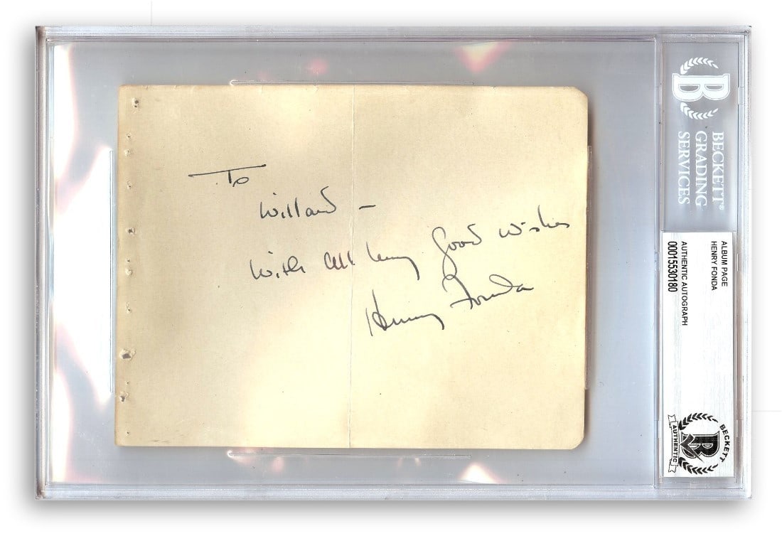 Henry Fonda Autographed Album Page On Golden Pond Beckett Authenticated 6 x 9 (1 of 1)