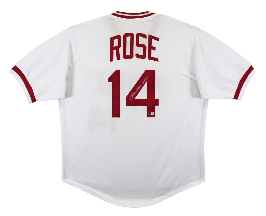 Pete Rose Signed Cincinnati Reds Jersey Inscribed 4256 BAS Authentication (1 of 3)