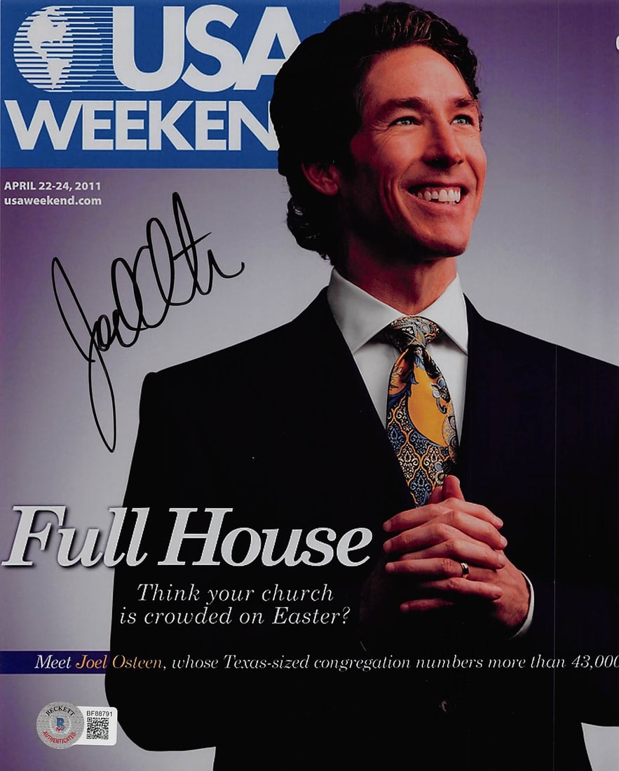 Joel Osteen Signed 8x10 Photo Autographed Beckett Authentic: Joel Osteen Signed 8x10 Photo Autographed Beckett Authentic This is an authentic autographed 8x10 photograph of Joel Osteen, a renowned televangelist. The photo has been personally signed by Osteen an