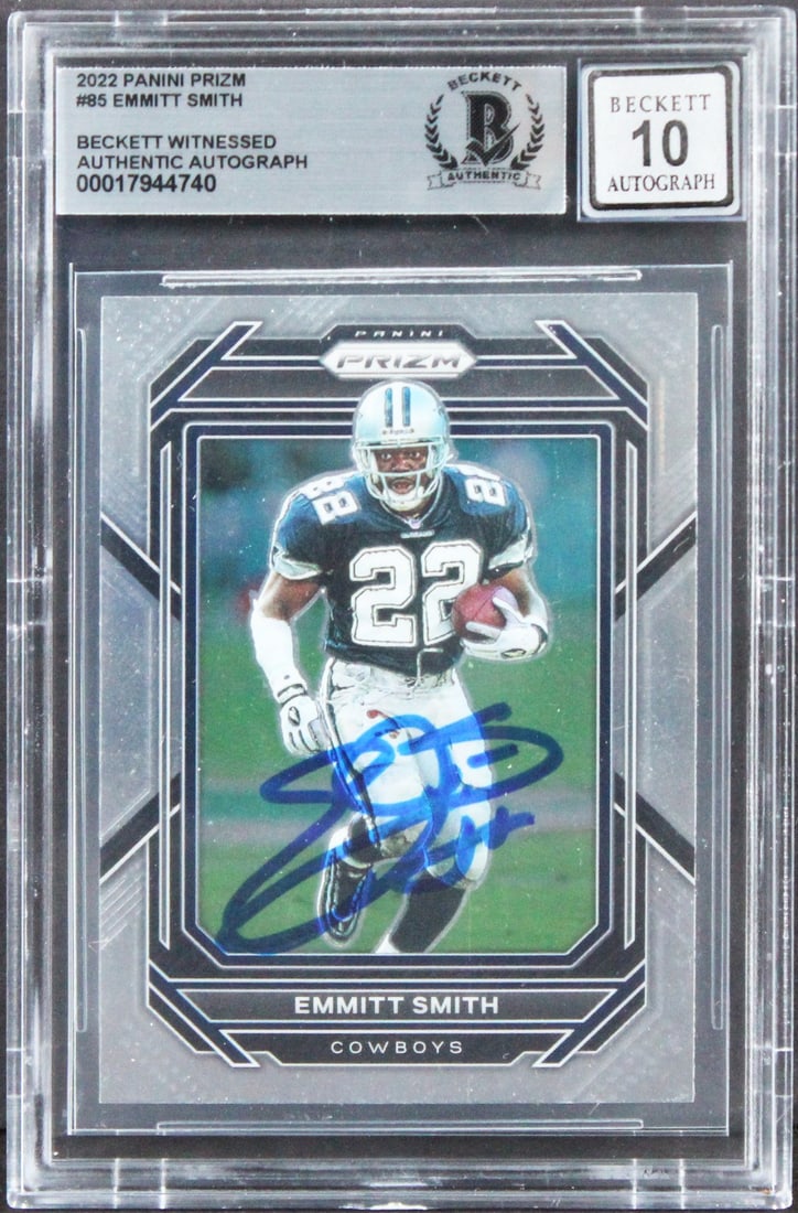 Emmitt Smith Signed 2022 Panini Prizm #85 Card Gem Mint 10 Beckett Slabbed (1 of 2)