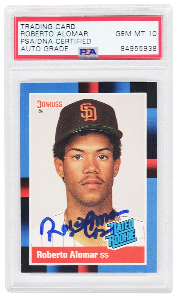 Roberto Alomar Signed Padres 1988 Donruss Rookie Card #34 PSA Auto 10 (1 of 2)