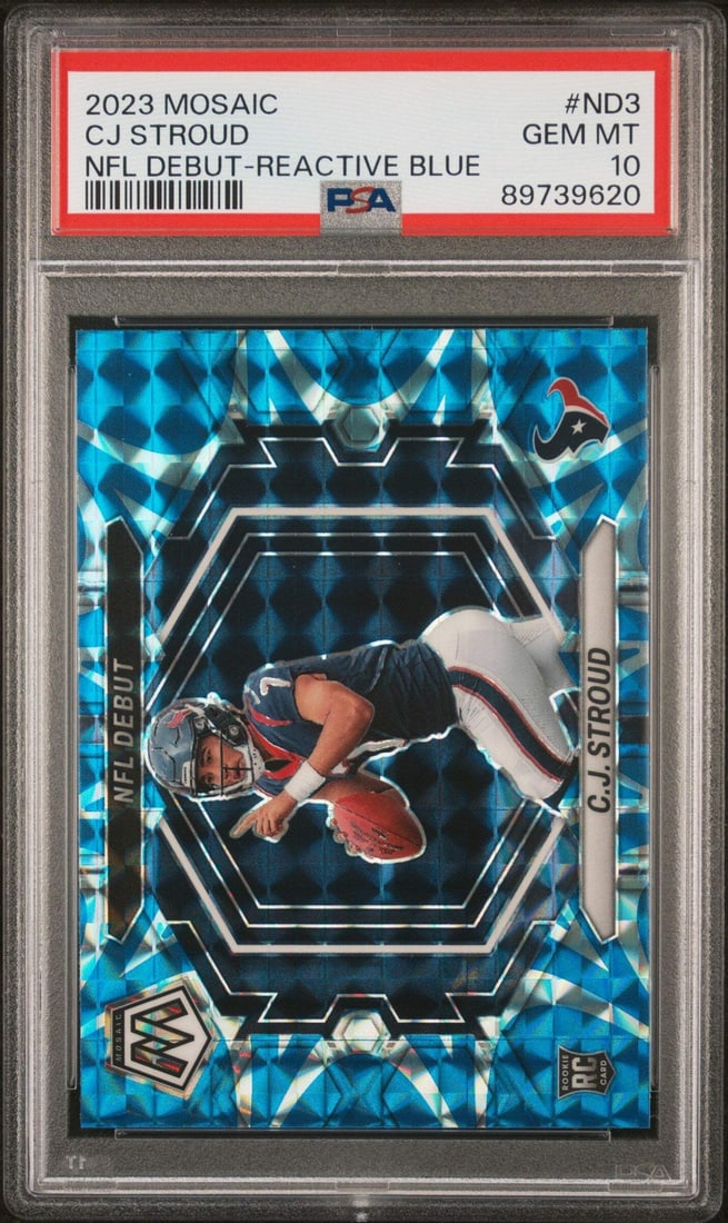 2023 Panini Mosaic CJ Stroud #ND3 Reactive Blue RC PSA 10 NFL Card (1 of 2)