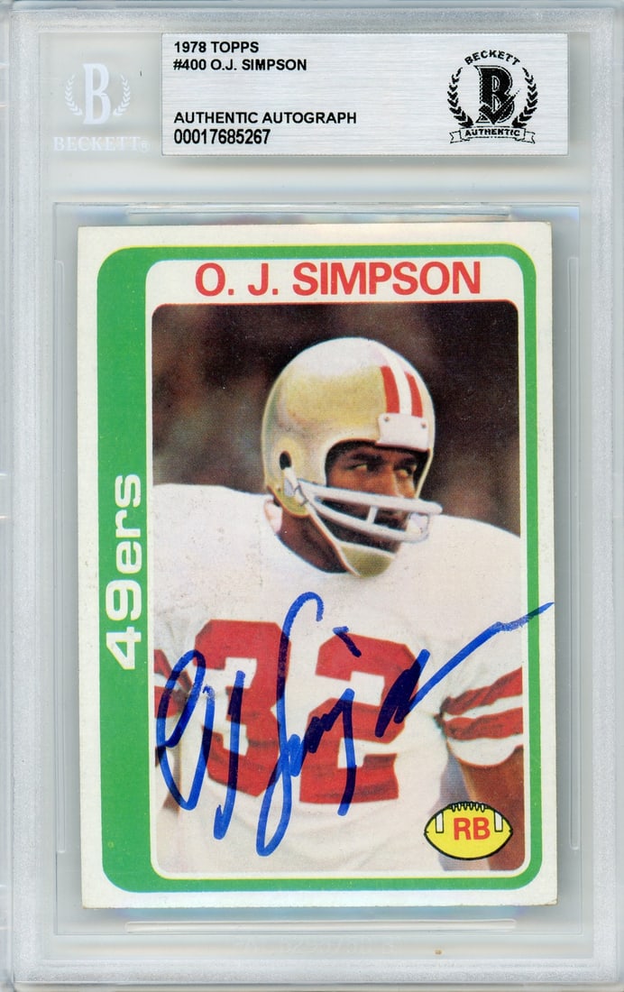 1978 Topps O.J. Simpson Autographed Card #400 San Francisco 49ers BGS (1 of 2)