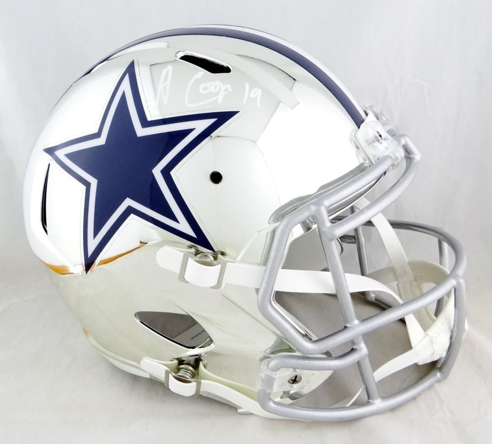 Amari Cooper Autographed Dallas Cowboys Full Size Chrome Helmet JSA Auth (1 of 2)