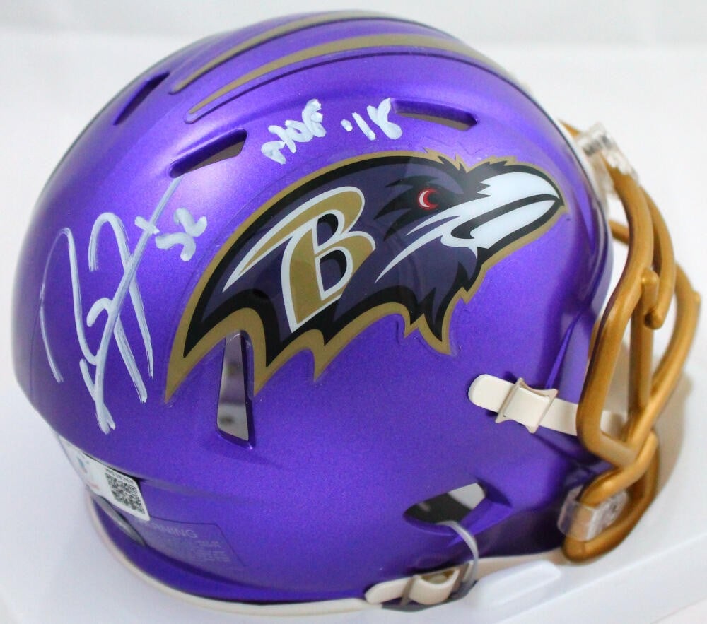 Ray Lewis Autographed Ravens Mini Helmet HOF Beckett Authenticated (1 of 3)