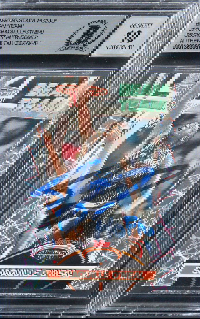 Shaquille O'Neal Signed 1992 Stadium Club Beam Team RC Gem Mint 10 Beckett (1 of 2)