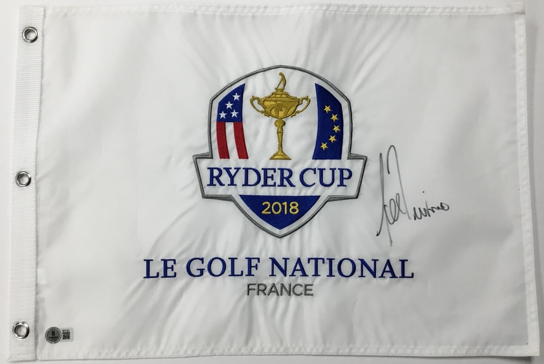 Lee Trevino Signed 2018 Ryder Cup Pin Flag Beckett Authenticated: Lee Trevino Signed 2018 Ryder Cup Pin Flag Beckett Authenticated Celebrate the legacy of golf with this officially licensed 2018 Ryder Cup Le Golf National pin flag, signed by the legendary PGA star L