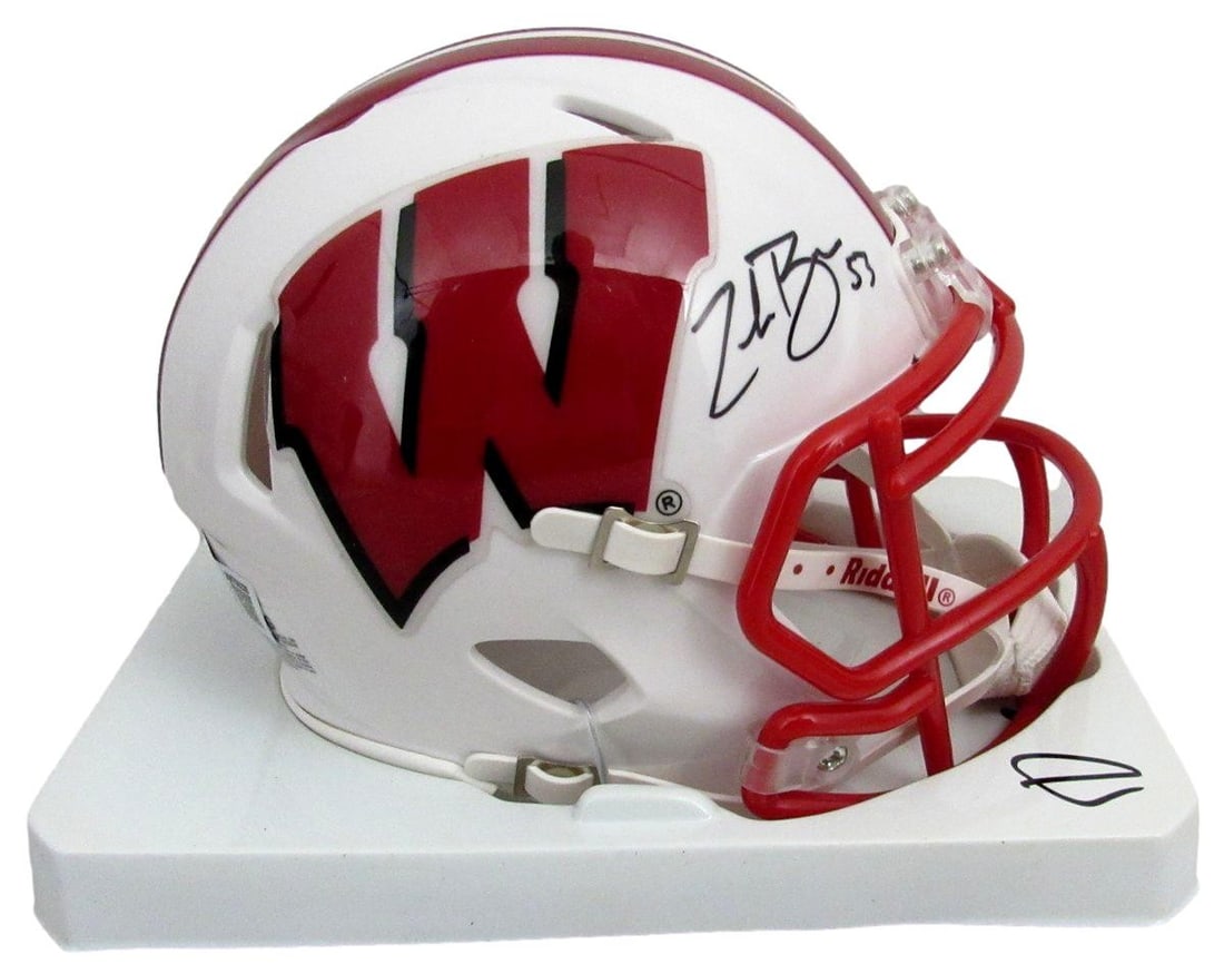 Zack Baun Signed Wisconsin Mini Football Helmet Beckett Authenticated (1 of 6)