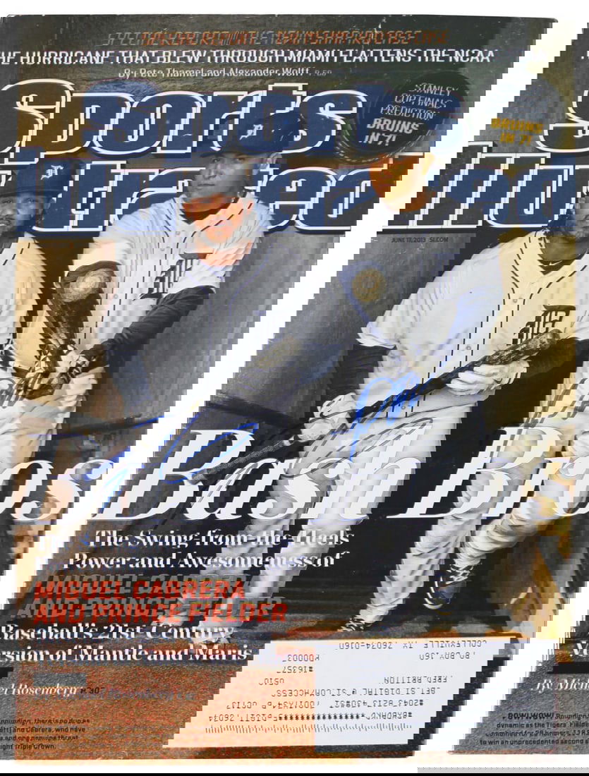 Detroit Tigers Miguel Cabrera Prince Fielder Signed Sports Illustrated Magazine Beckett COA (1 of 5)
