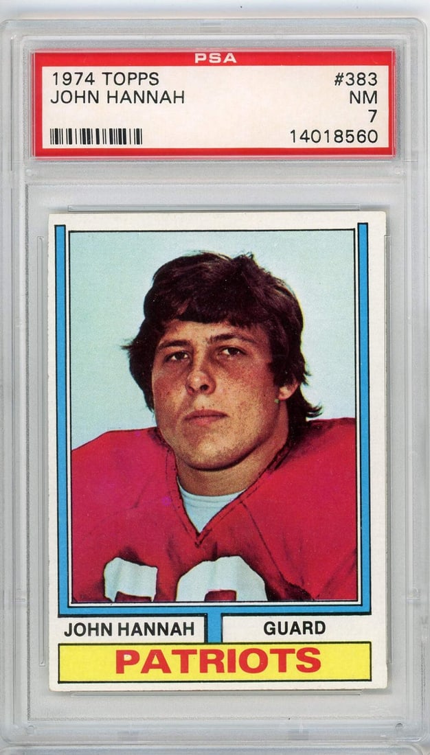 1974 Topps John Hannah Rookie #383 Football Card PSA 7 New England Patriots (1 of 2)