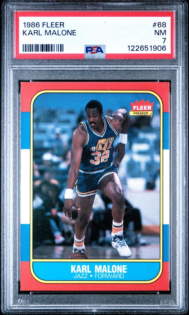 1986-87 Fleer Karl Malone Rookie Card PSA 7 Utah Jazz (1 of 2)