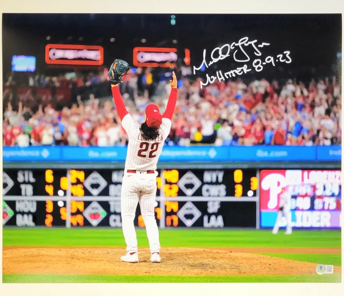 Michael Lorenzen Signed No Hitter 16x20 Photo Beckett Authenticated (1 of 4)