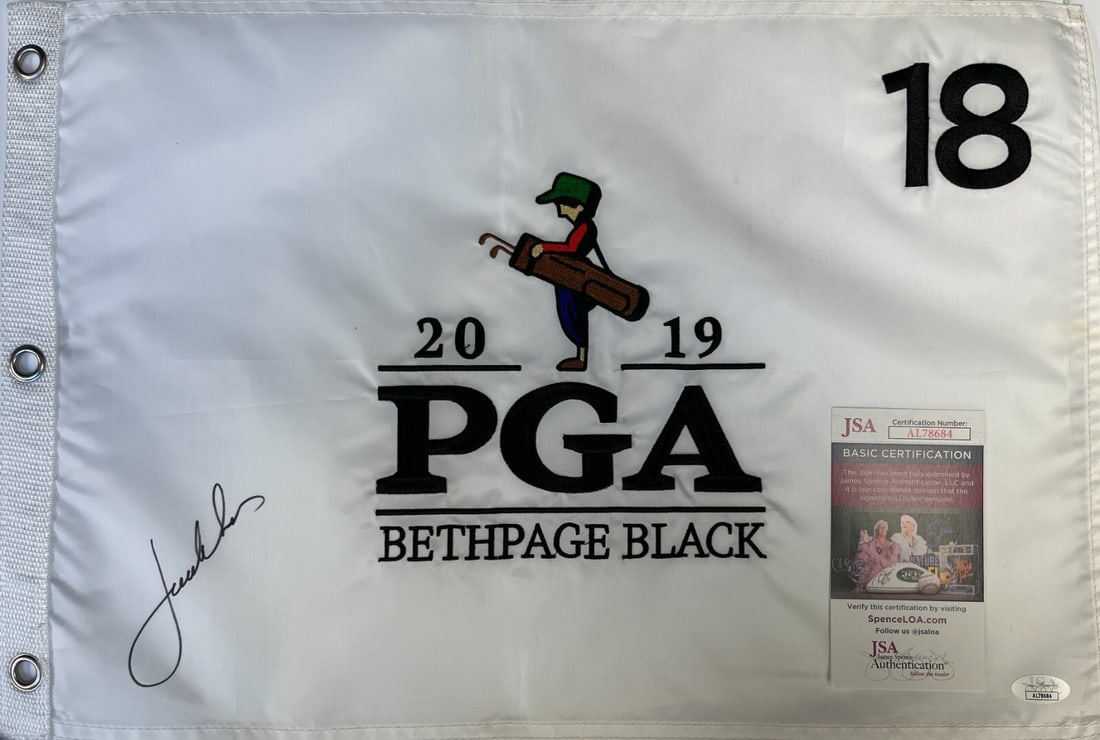 Jordan Spieth Signed 2019 PGA Bethpage Black #18 Flag JSA Authenticated (1 of 1)