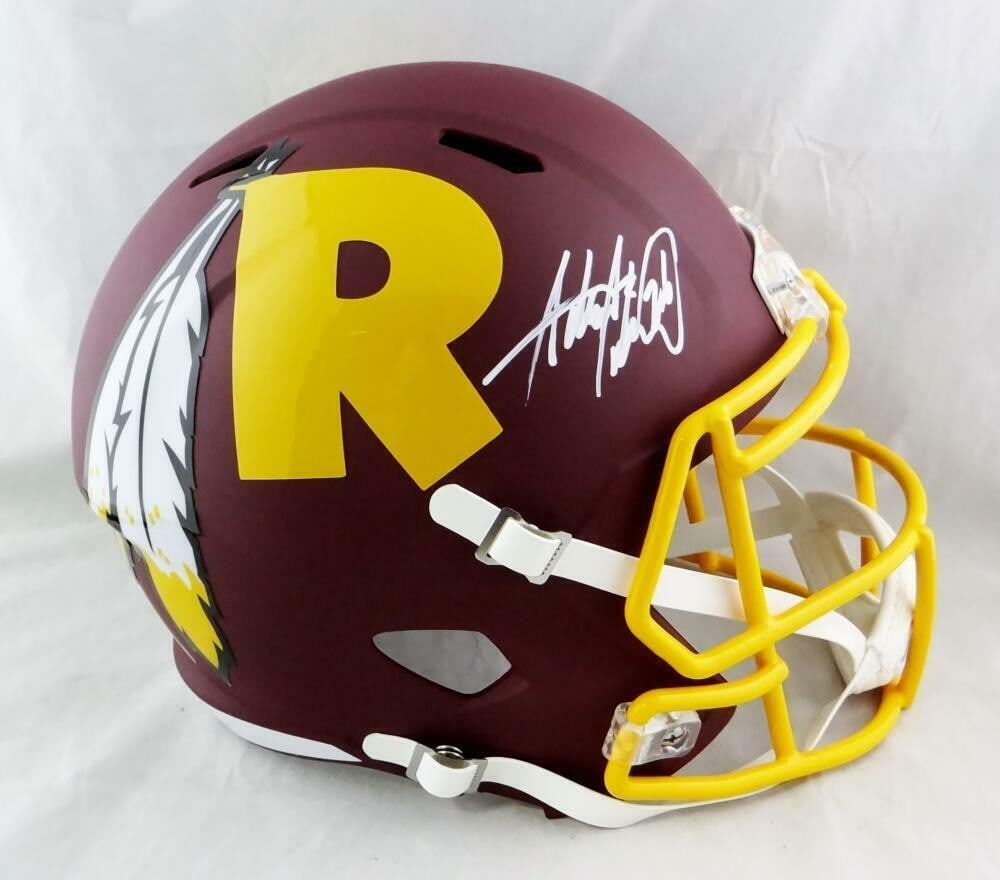 Adrian Peterson Signed Washington Redskins Full Size AMP Helmet Beckett Authenticated: Adrian Peterson Signed Washington Redskins Full Size AMP Helmet Beckett Authenticated This is an authentic Adrian Peterson autographed full-size AMP speed helmet from his time with the Washington Reds