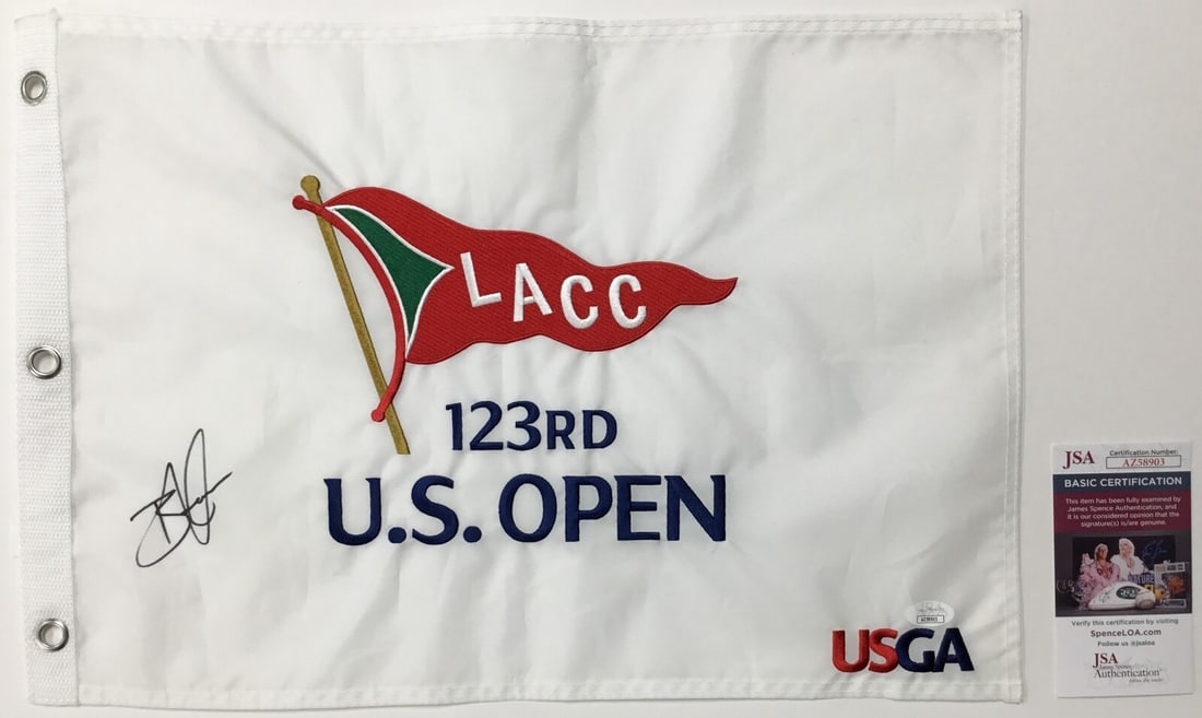 Brian Harman Signed Pin Flag 123rd LACC US Open JSA Authenticated: Brian Harman Signed Pin Flag 123rd LACC US Open JSA Authenticated Celebrate the 123rd LACC US Open with this officially sanctioned pin flag, signed by PGA star Brian Harman. The signature has been aut