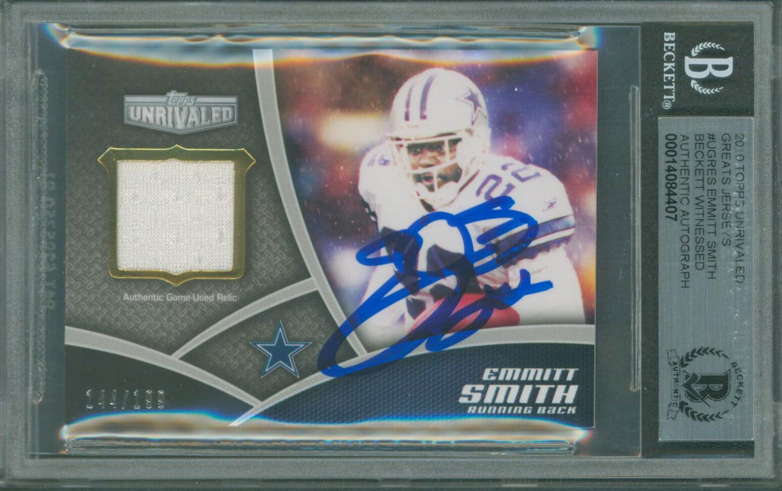 Emmitt Smith Autographed 2010 Topps Unrivaled GJ #UGRES Card Beckett Authenticated (1 of 2)