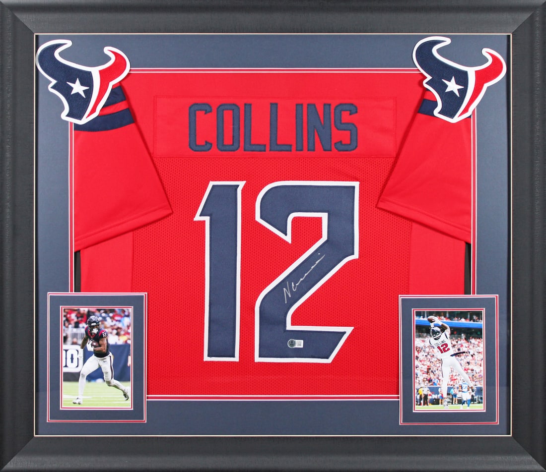 Nico Collins Signed Red Pro Style Framed Jersey BAS Witnessed Houston Texans (1 of 2)
