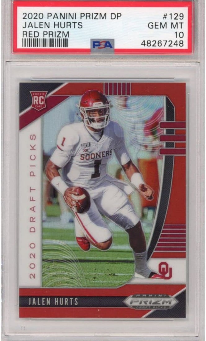 2020 Panini Prizm Draft Picks Jalen Hurts #129 Red Prizm Rookie PSA 10 (1 of 2)