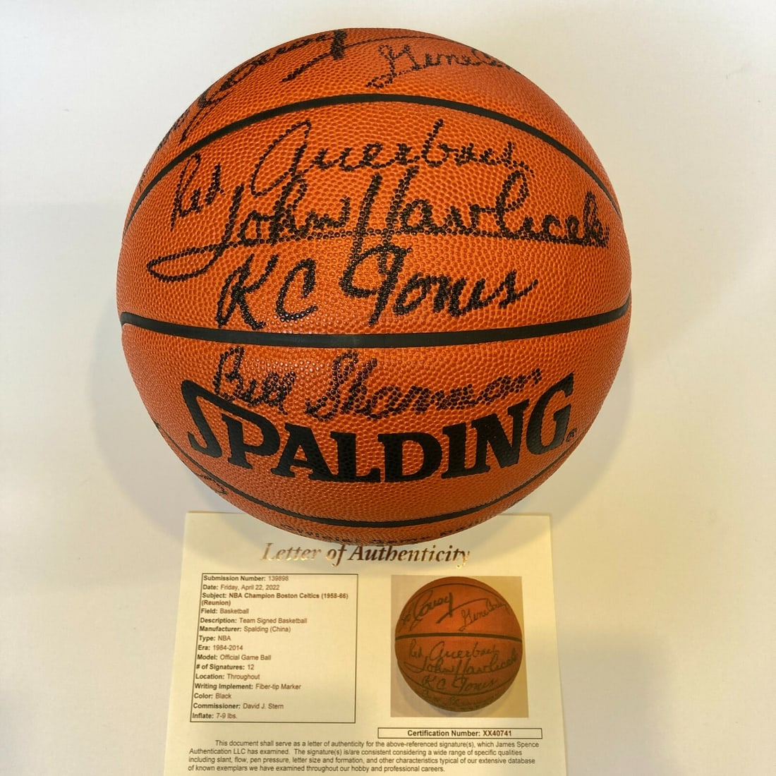 1958-1966 Boston Celtics Team Signed Basketball Bill Russell JSA COA 12 Signatures (1 of 8)