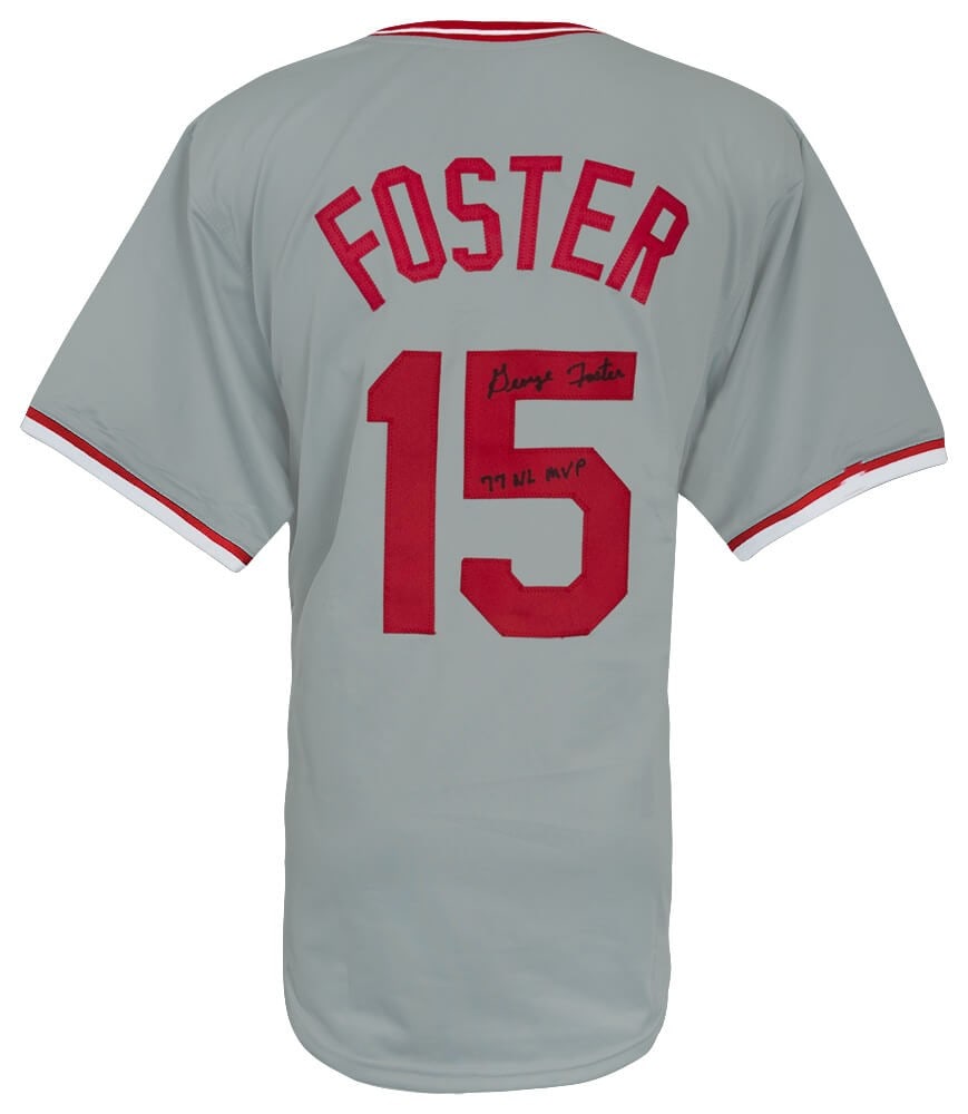 George Foster Signed Grey Jersey 1977 NL MVP COA (1 of 3)