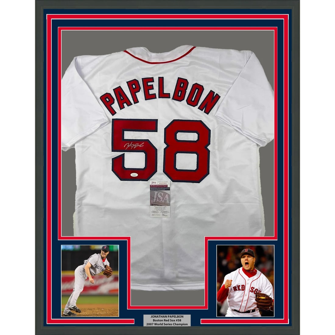 Framed Autographed Jonathan Papelbon Jersey Boston Red Sox JSA COA 33x22 Display (1 of 1)