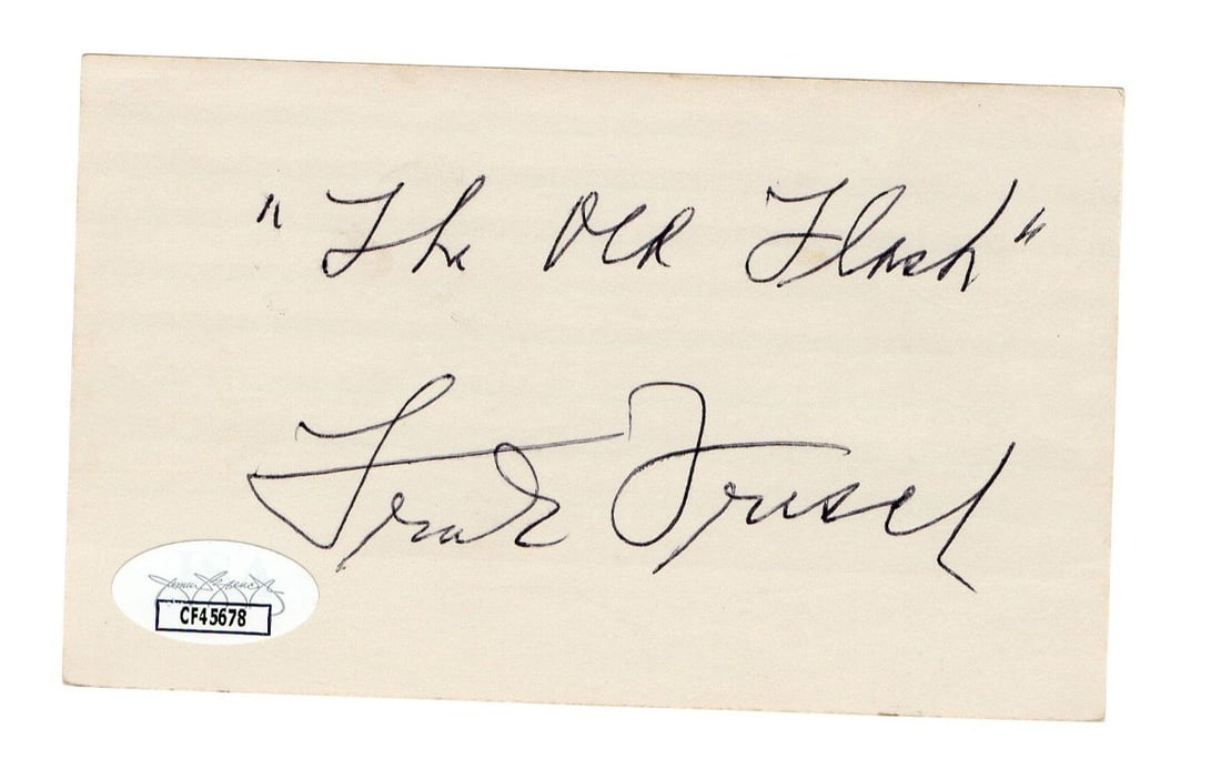 Frankie Frisch Autographed 3X5 Index Card JSA Certified (1 of 2)