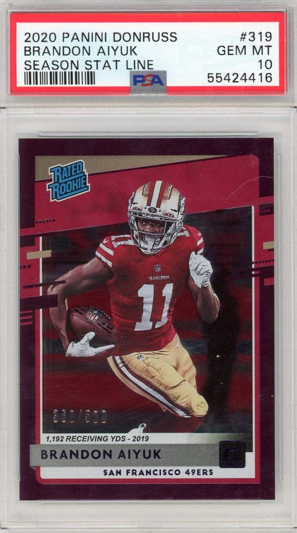 2020 Donruss Brandon Aiyuk #319 RC Football Card PSA 10 San Francisco 49ers (1 of 2)