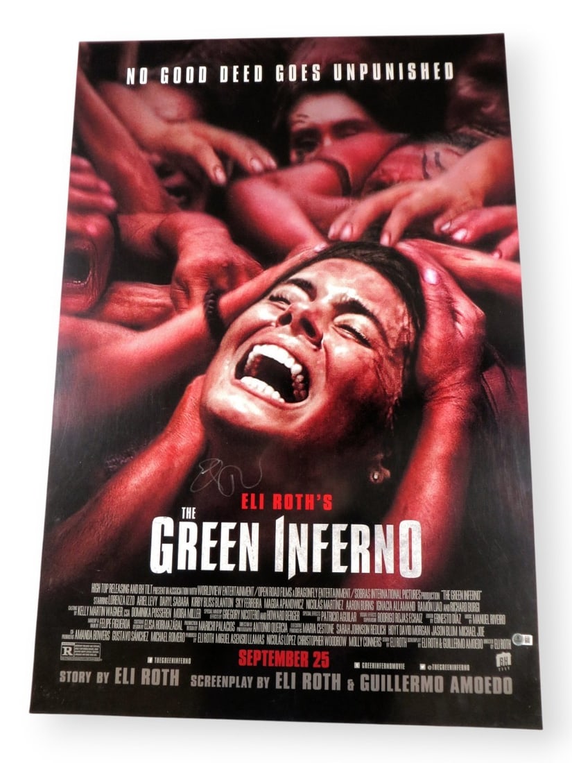 Eli Roth Autographed 27x40 Green Inferno Movie Poster Beckett Authenticated (1 of 2)