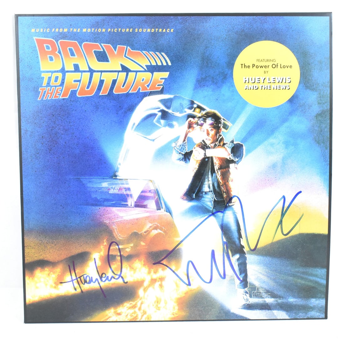 Huey Lewis Michael J Fox Signed BTTF Vinyl Beckett Hologram Blue (1 of 3)