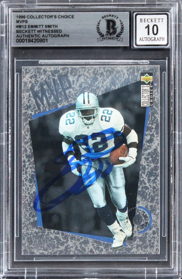 Emmitt Smith Autographed 1996 Collector's Choice MVPS #M12 Card BAS Gem Mint 10 (1 of 2)