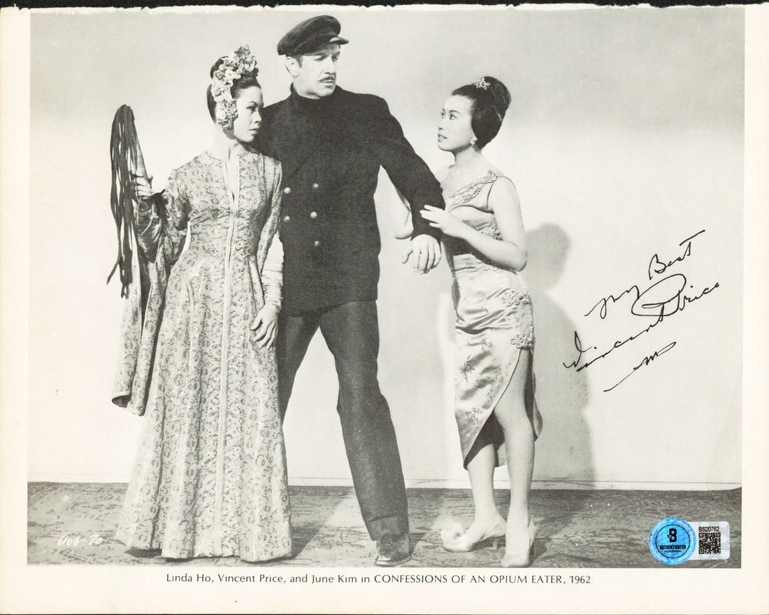 Vincent Price Signed 8x10 Photo Confessions Of An Opium Eater BAS Authentication (1 of 2)