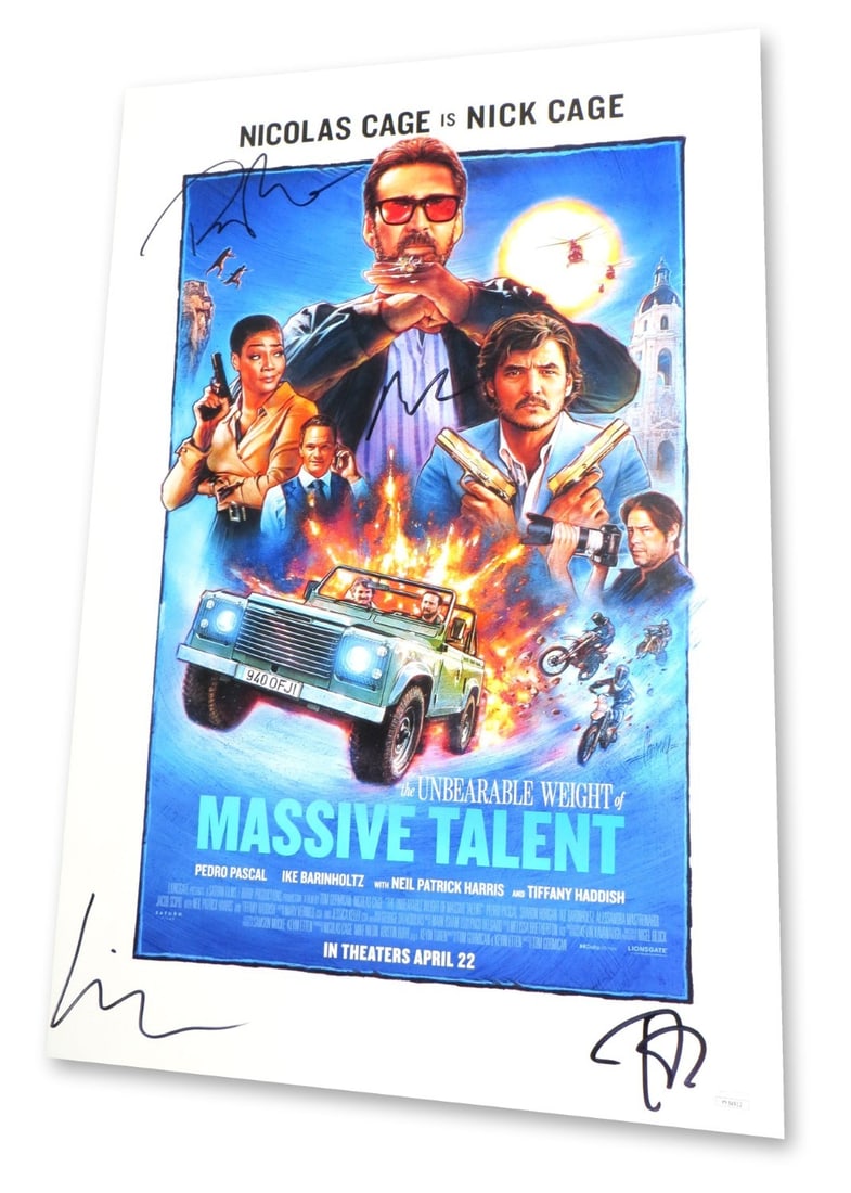 Unbearable Weight of Massive Talent Autographed 13.5 x 19.75 Poster JSA Nicolas Cage Pascal Sheen (1 of 2)
