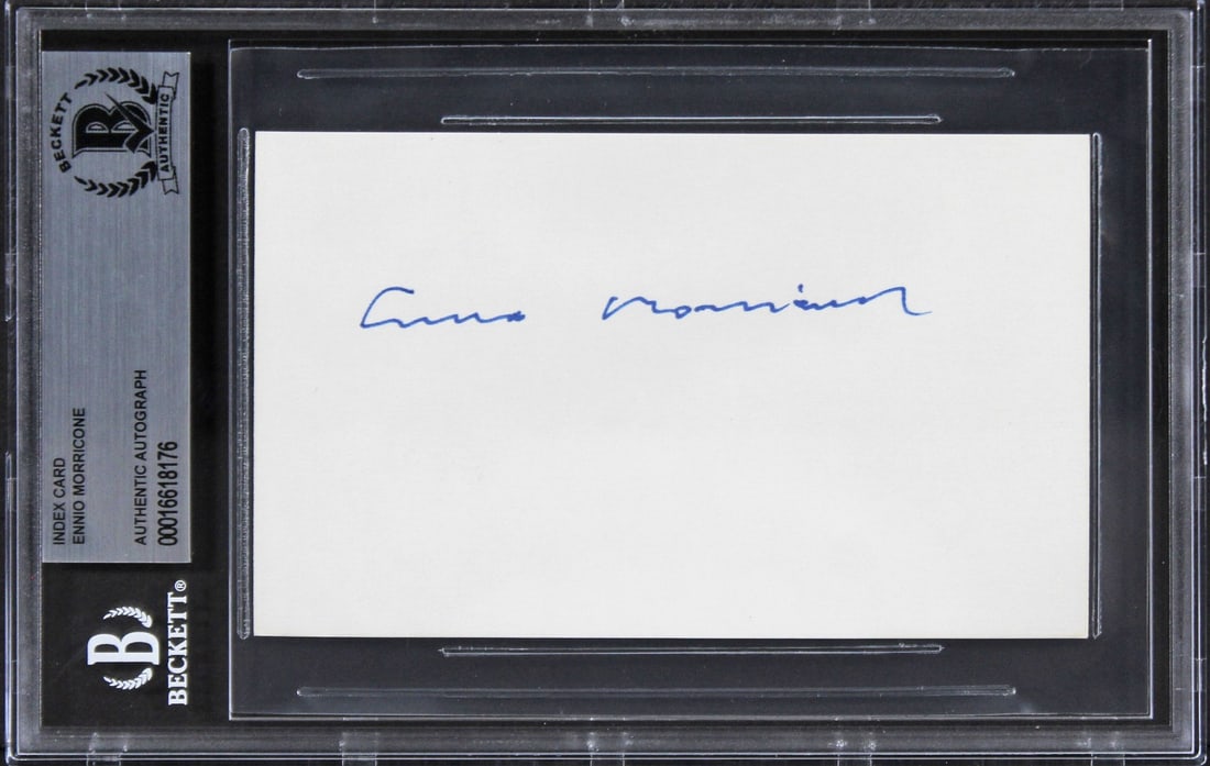 Ennio Morricone Autographed Index Card The Good the Bad and the Ugly Beckett Authenticated (1 of 2)