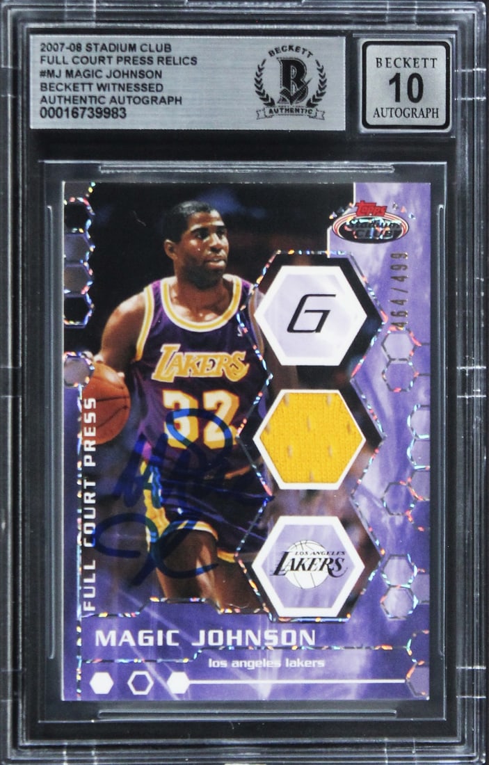 Magic Johnson Signed Gem Mint 10 2007 Stadium Club Card #MJ 464/499 Beckett Authenticated (1 of 2)